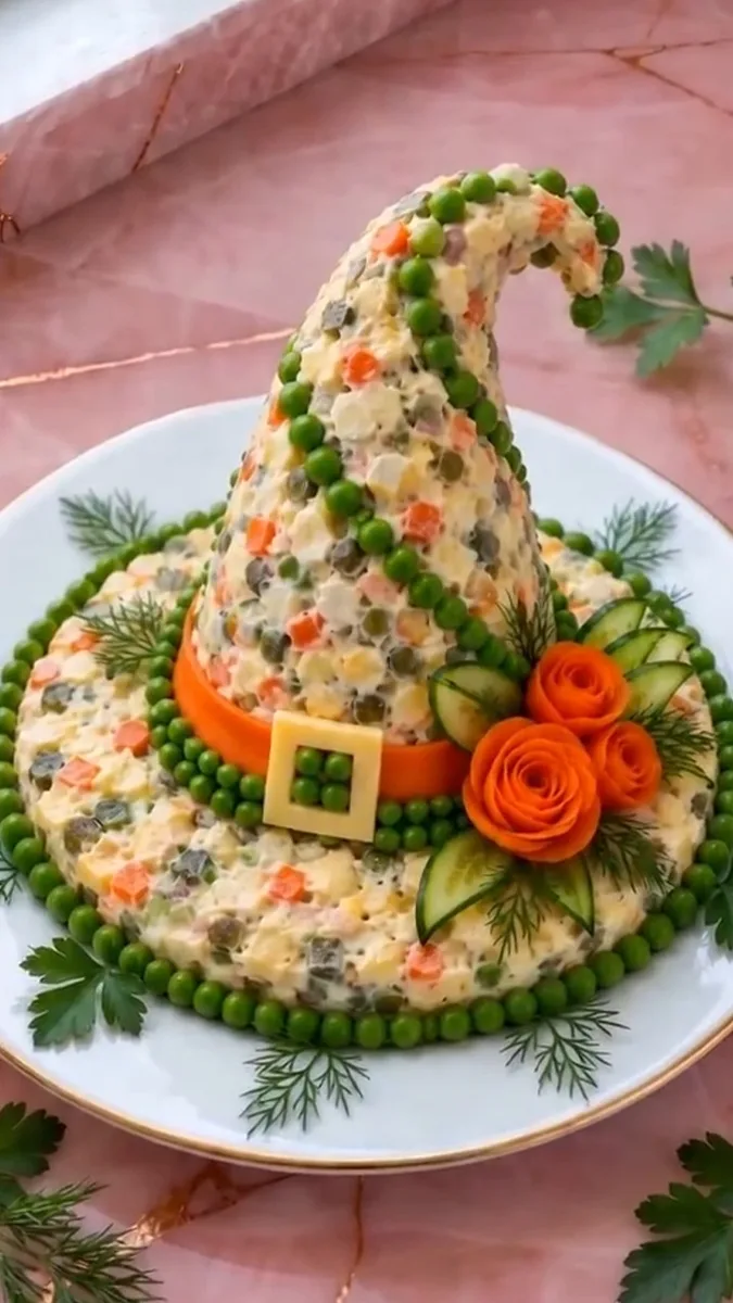 Salade Olivier en Chapeau de Sorcière