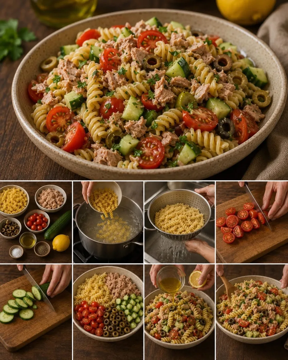 Salade de pâtes au thon et légumes