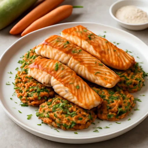 Galettes de légumes et saumon grillé