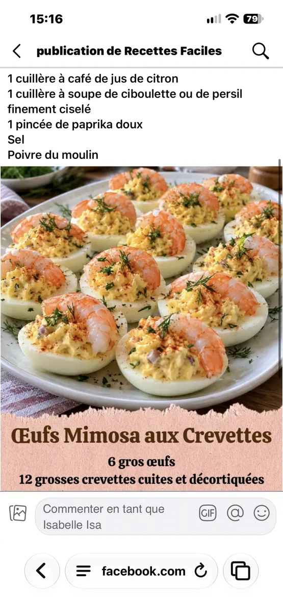 Œufs Mimosa aux Crevettes