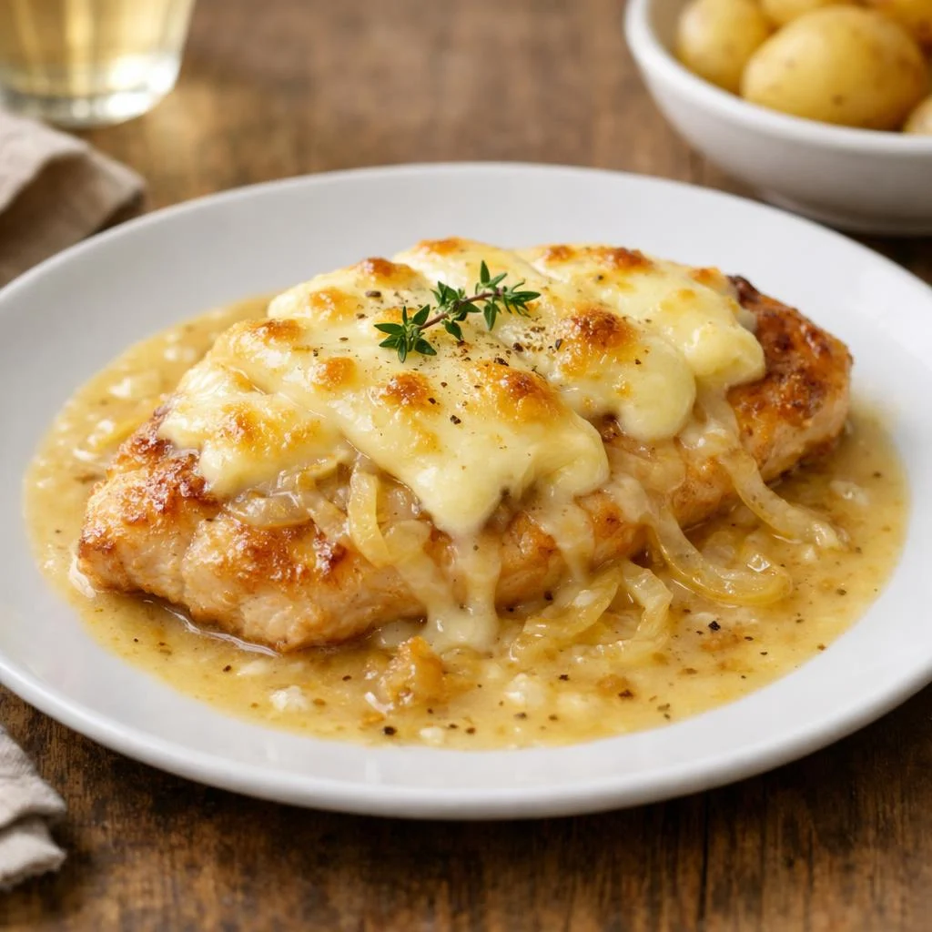 Escalope savoyarde facile, sauce au vin blanc et reblochon