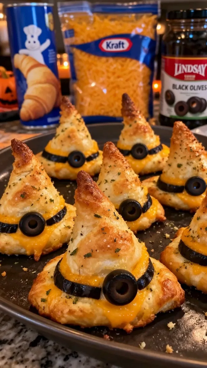 Petits Pains en Croissant en Forme de Chapeau de Sorcière