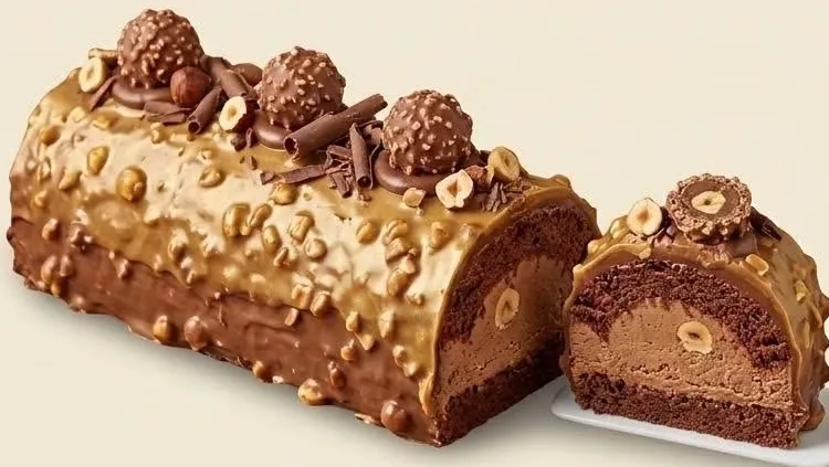 Bûche Praliné Noisettes et Chocolat