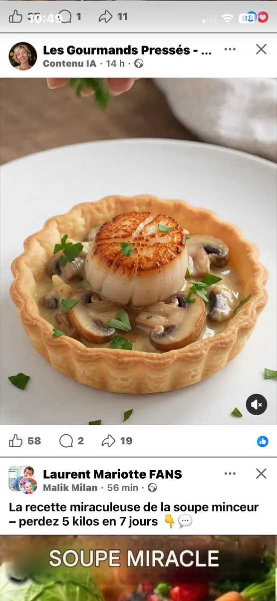 Tarte feuilletée aux Saint-Jacques, crémeuse et dorée