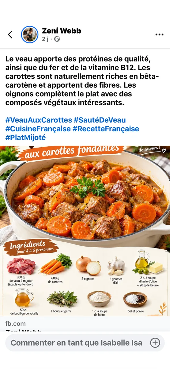 Veau mijoté aux carottes fondantes