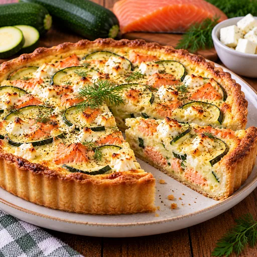 Tarte courgette saumon féta