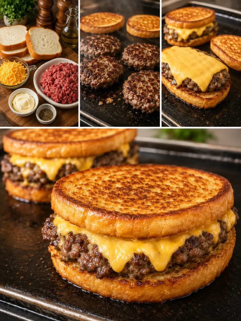 Burgers Grillés au Pain Doré et au Fromage Fondant