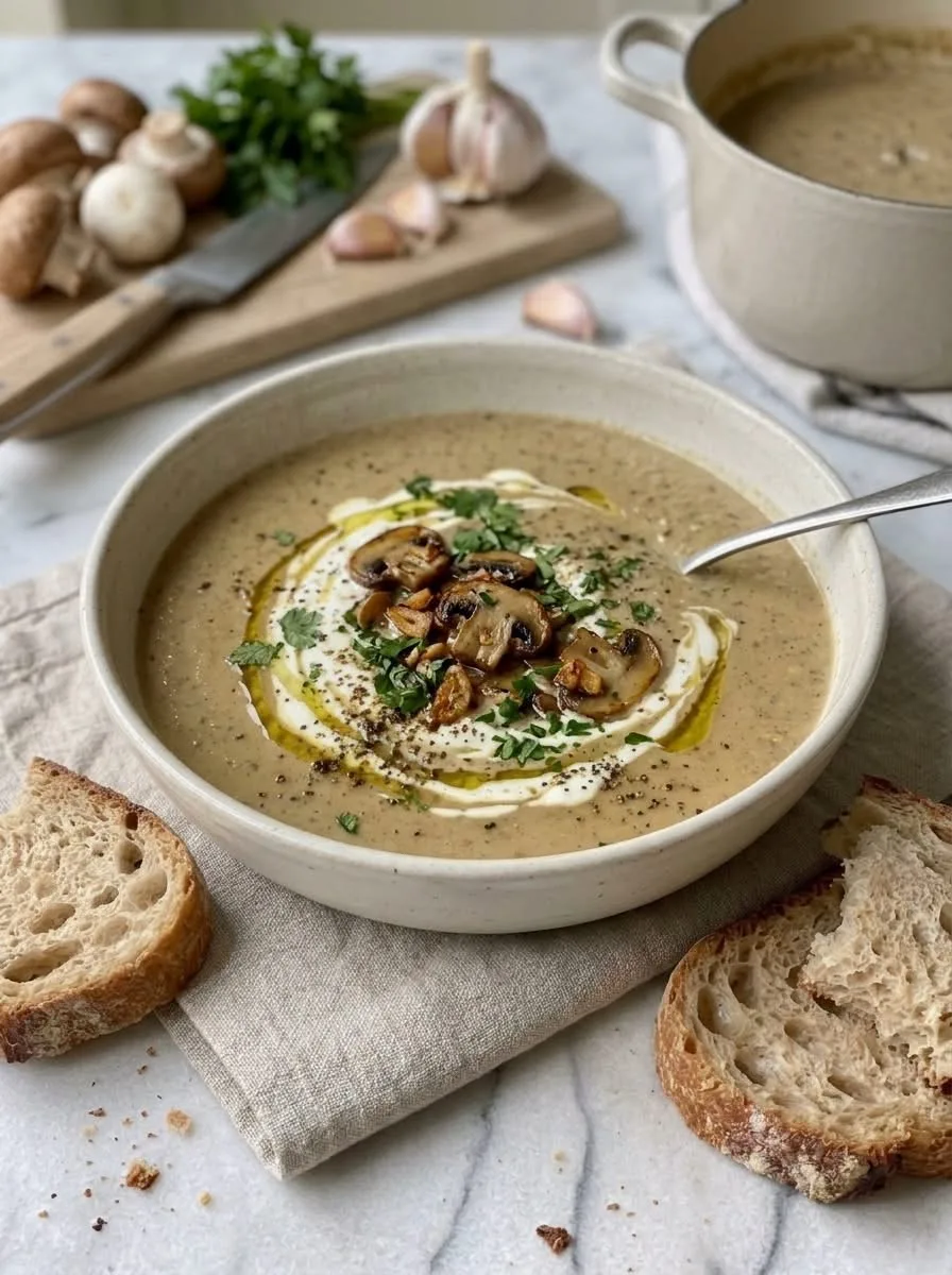 Velouté de Champignons à l'Ail et au Persil