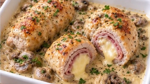 Paupiettes de dinde aux champignons et crème