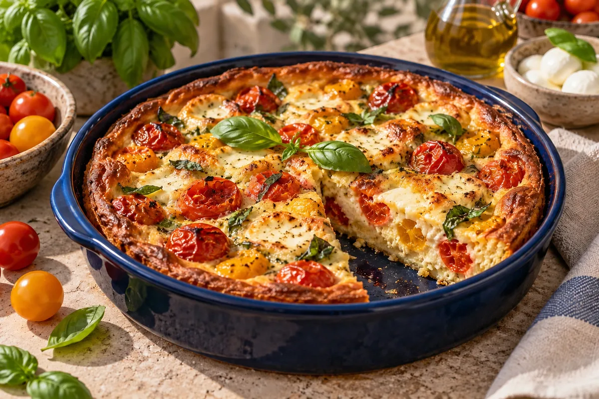 Clafoutis salé aux tomates cerises et à la mozzarella