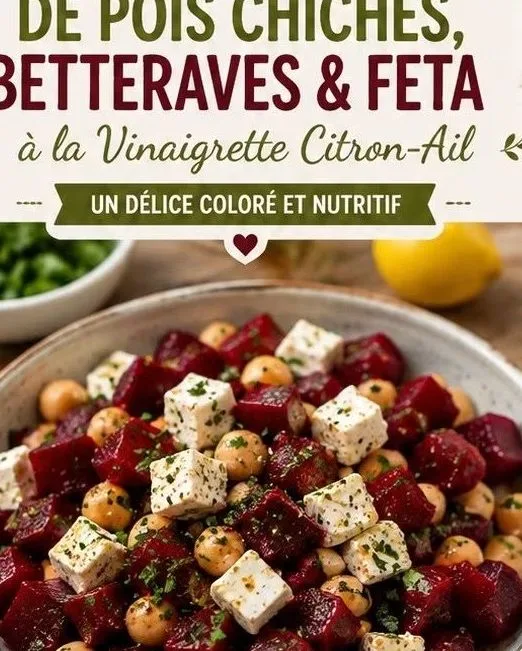 Salade de pois chiches, betteraves & feta à la vinaigrette citron-ail